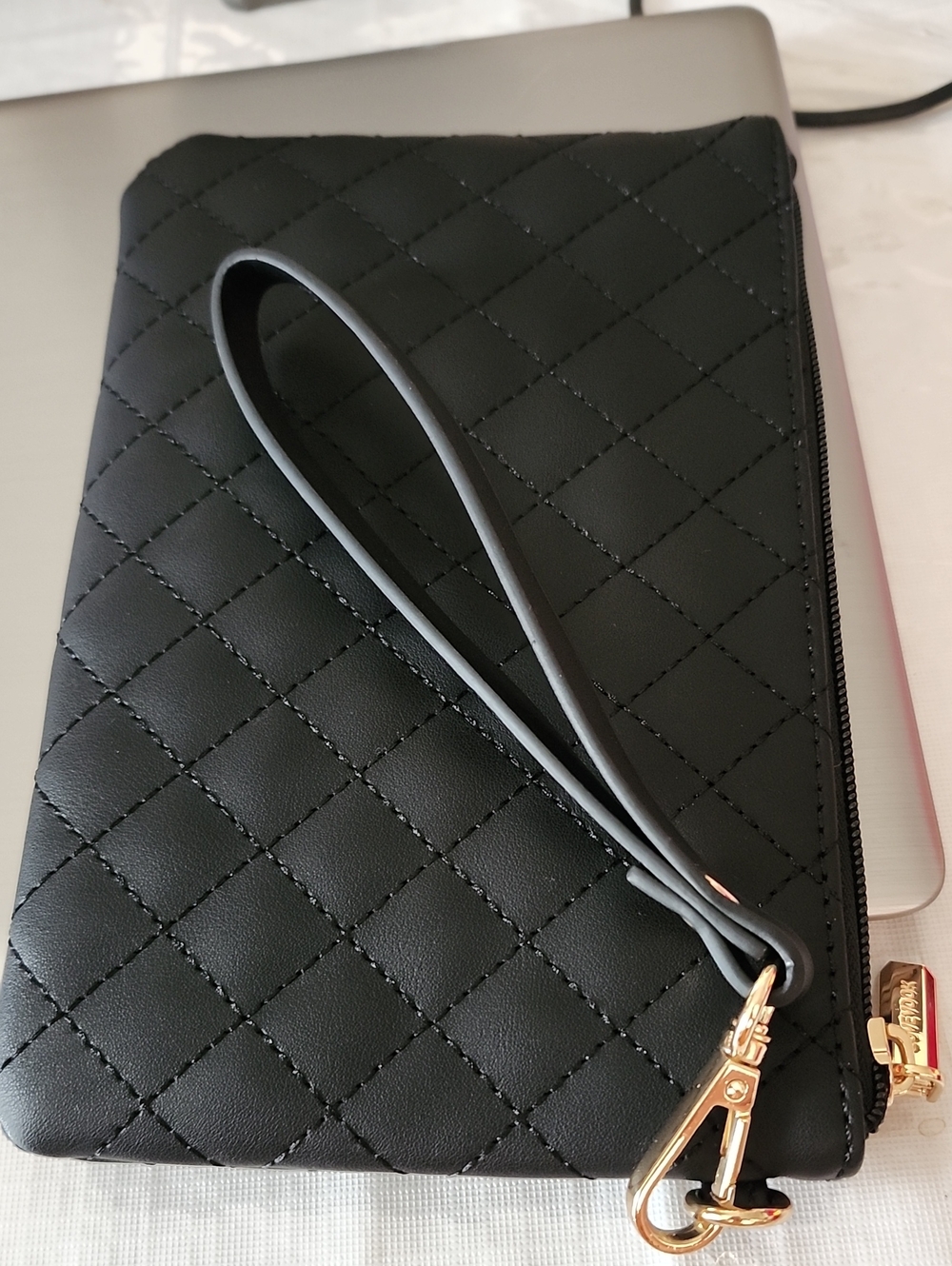 Quilted Black Wristlet Clutch - Women Bags